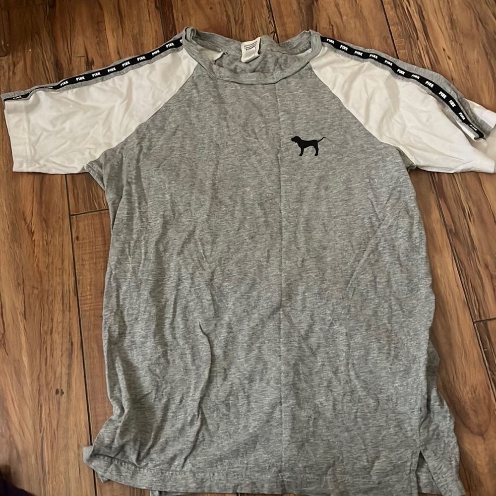 Pink grey and white tee